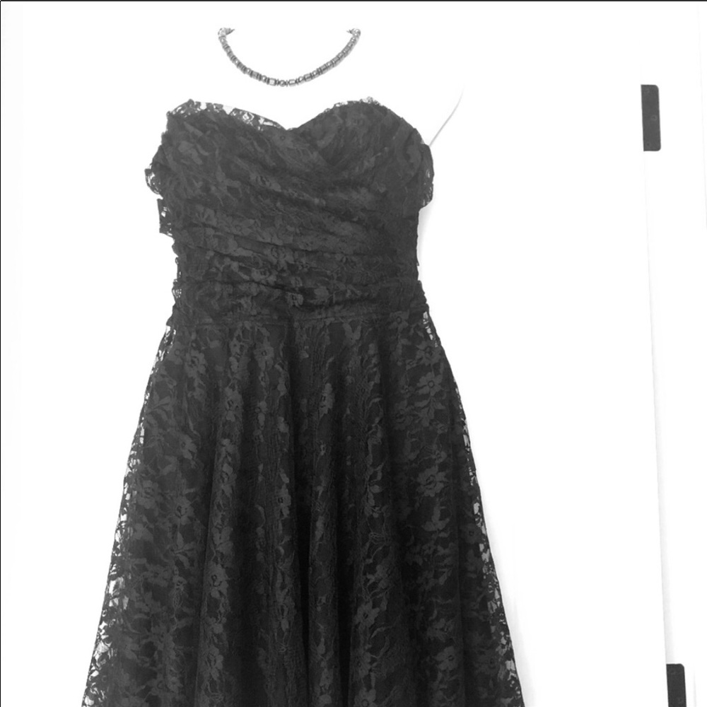EXPRESS Black Lace Strapless Dress